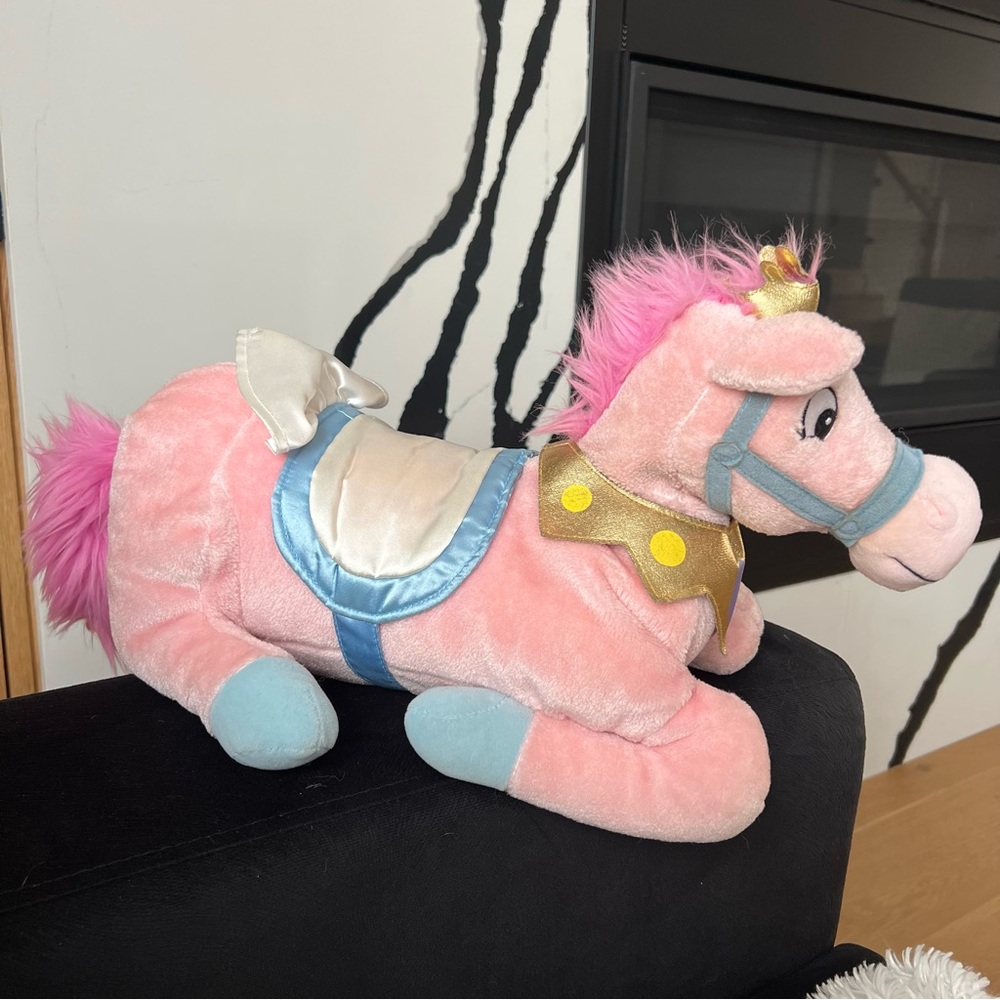 Disney Pink Plush Horse with Golden Crown